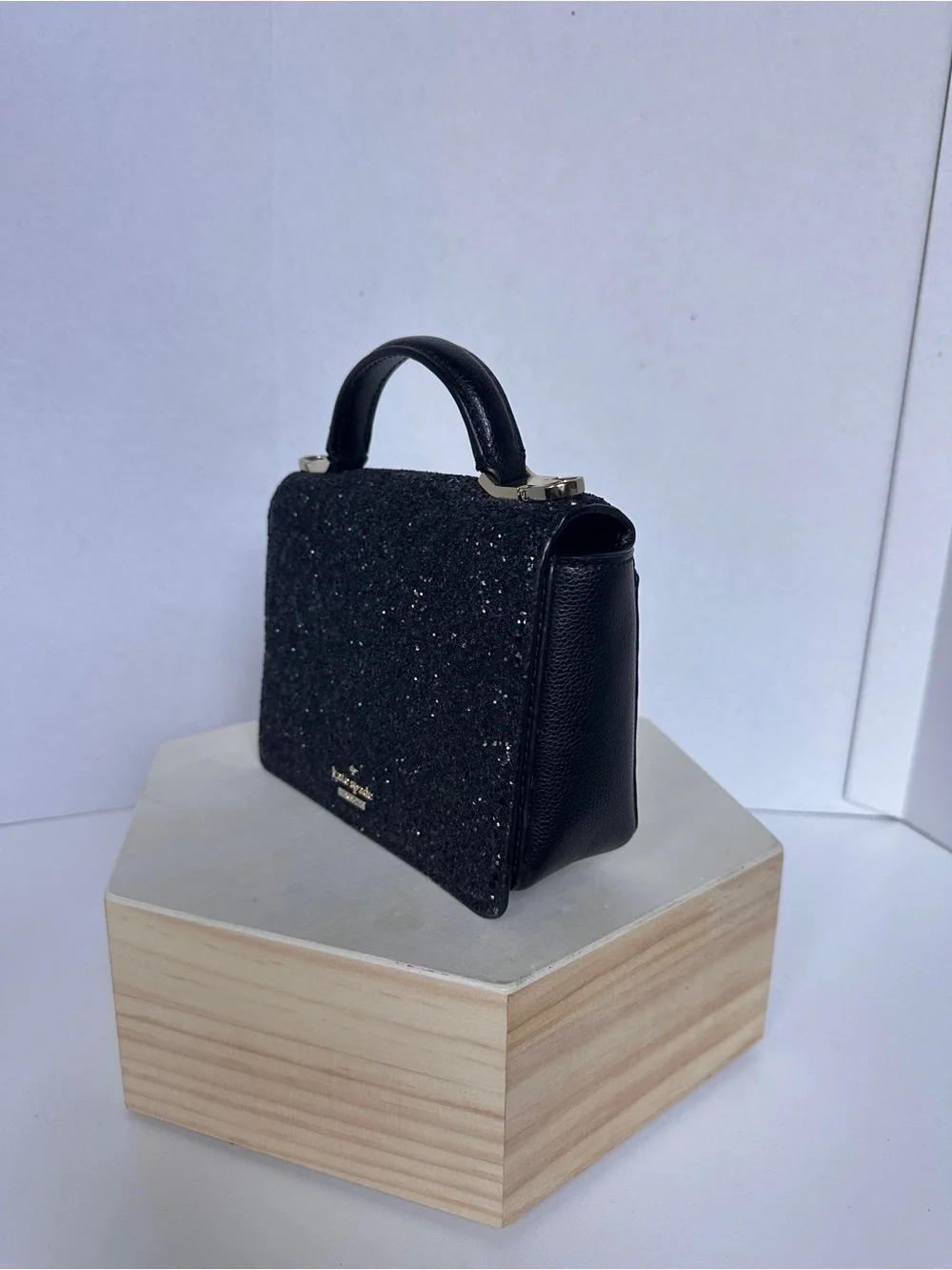 Kate Spade New York Maisie Black Rock Glitter Top Handle Handbag (No Strap)